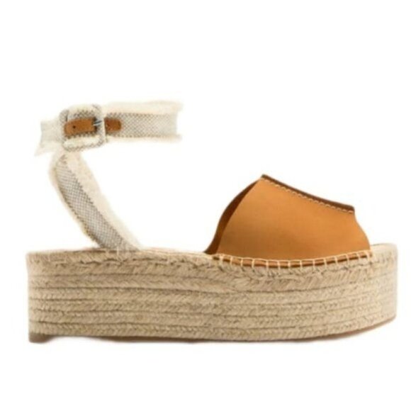 ZARA LEATHER FLATFORM SANDALS SIZE 9US BROWN | 1301/210 - Picture 3 of 12